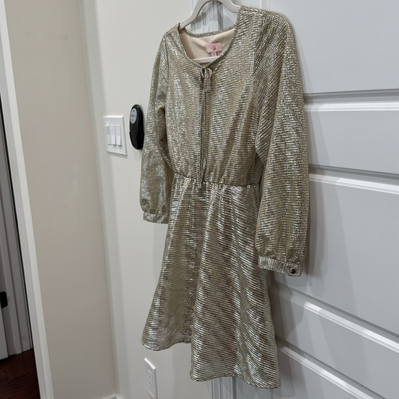 Gianni Bini Girls Metallic Gold Party Holiday Wedding Dress, size Medium - Picture 8 of 10